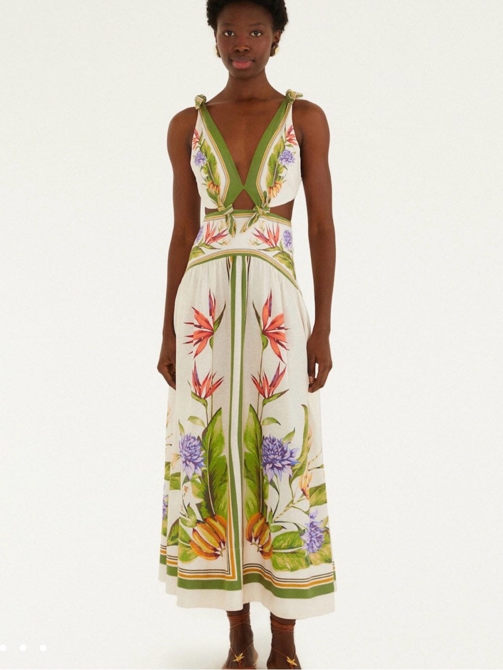 FARM Rio Sand Tropical Scarf Maxi Dress